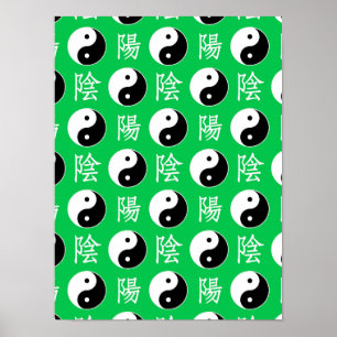 Affiche Motif de l'Arrière - plan vert chinois Yinyang