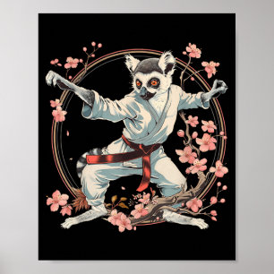 Affiche Motif de lémurien karaté Taekwondo Jiu-Jitsu MMA