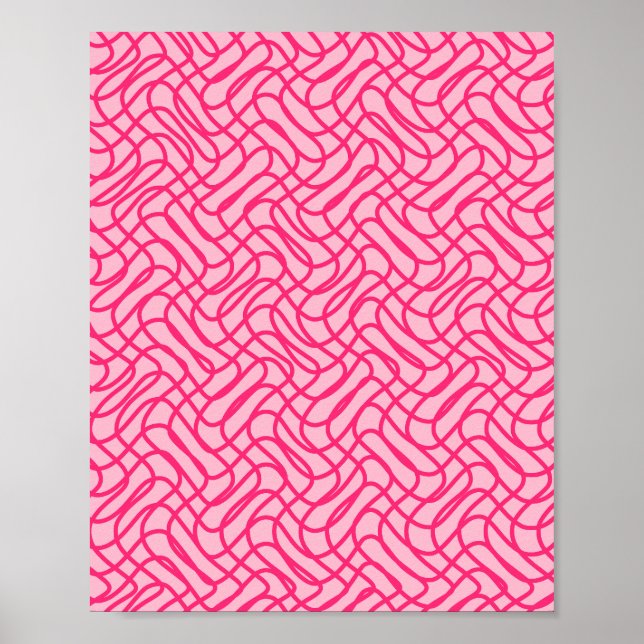 Affiche Motif de ligne Abstrait rose pâle (Devant)