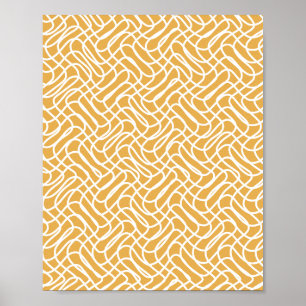 Affiche Motif de ligne Abstraite Preppy Jaune