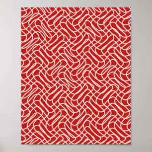 Affiche Motif De Ligne Abstraite Rouge Et Crème