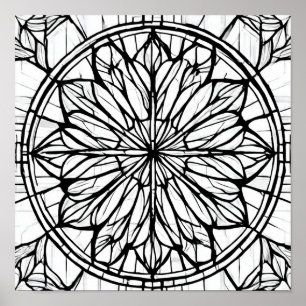 Affiche Motif de ligne de cathédrale complexe : vitrail