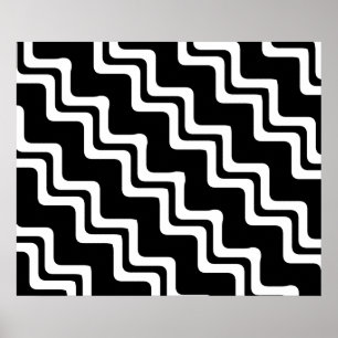 Affiche Motif de ligne double couleur Diagonal Zig Zag