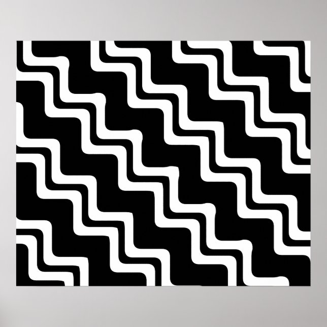 Affiche Motif de ligne double couleur Diagonal Zig Zag (Devant)