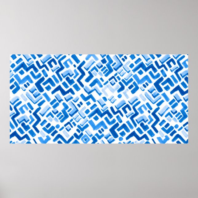 Affiche Motif de lignes et bandes d'aquarelle Abstraites (Devant)