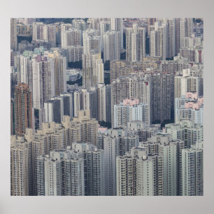 Affiche Motif de l'immeuble d'appartements de Hong Kong