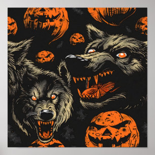 Affiche Motif de loup-garou à terre