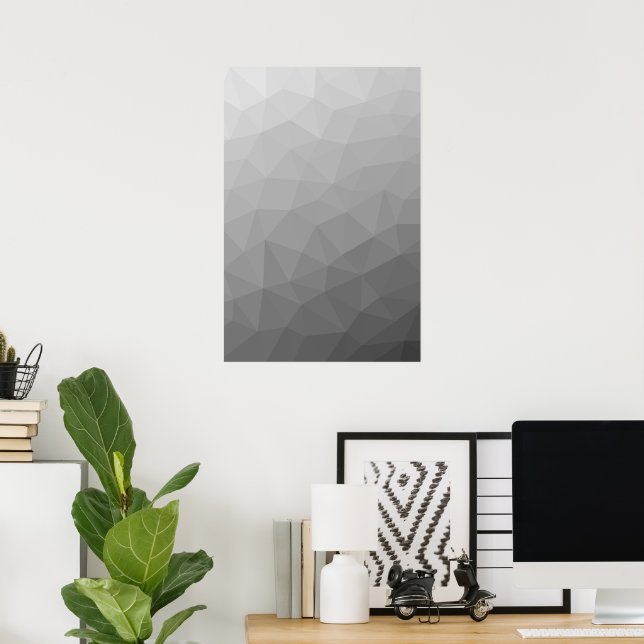 Affiche Motif de maille géométrique à dégradé gris (Bureau à domicile)