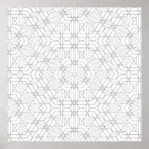 Affiche Motif de mandala de grille angulaire complexe à co