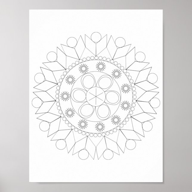 Affiche - Motif de mandala élégant à colorier (Devant)