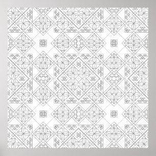 Affiche Motif de mandala en carreaux de diamant orné pour