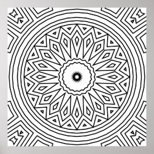Affiche Motif de mandala en explosion de diamants radiaux