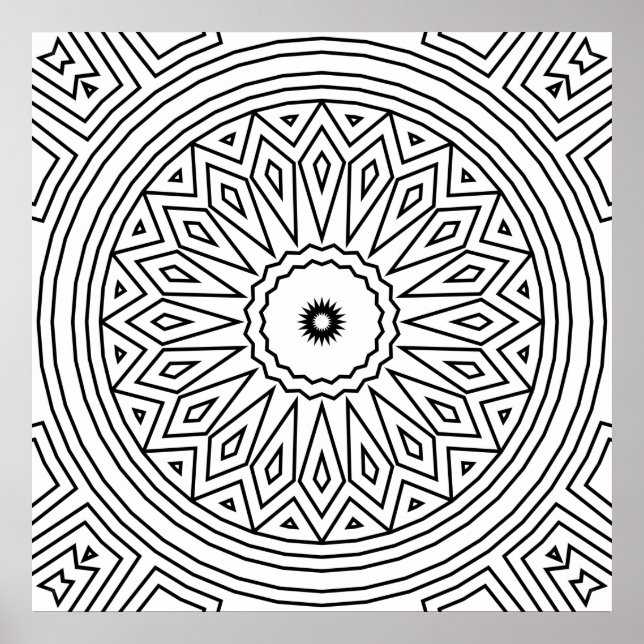 Affiche Motif de mandala en explosion de diamants radiaux  (Devant)