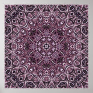 Affiche Motif de mandala en marbre de lavande et de prune