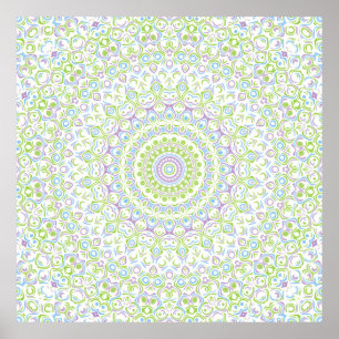 Affiche Motif de mandala géométrique vert et bleu