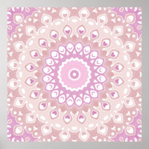 Affiche Motif de mandala rose tendre et rose