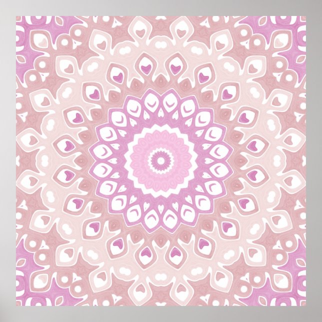 Affiche Motif de mandala rose tendre et rose (Devant)