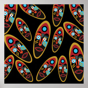Affiche Motif de masque moderne abstrait