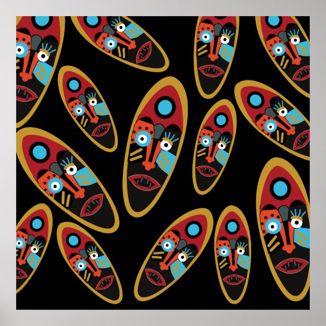 Affiche Motif de masque moderne abstrait (Devant)