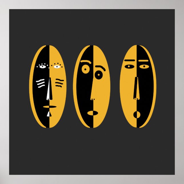 Affiche motif de masques modernes Abstraits (Devant)