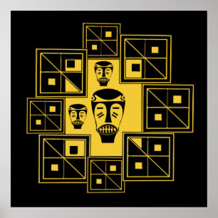 Affiche motif de masques tribaux abstraits africains