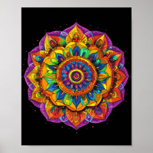 Affiche Motif de méditation mandala arc-en-ciel 