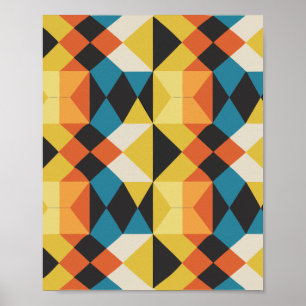Affiche Motif de mosaïque géométrique rétro