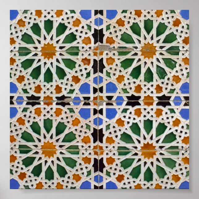 Affiche Motif de mosaïque mauresque marocain (Devant)