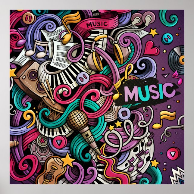 Affiche Motif de musique Abstrait (Devant)