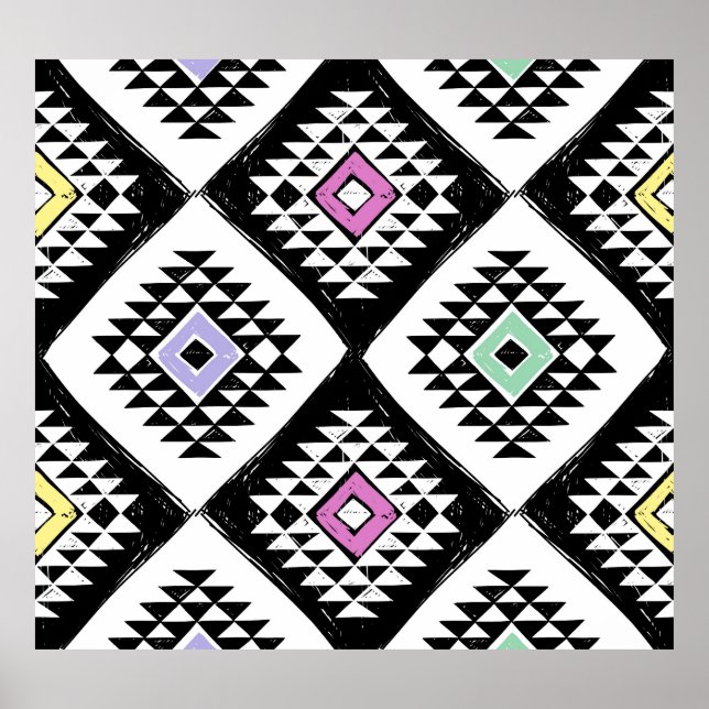 Affiche Motif de Navajo, tribu noire blanche (Devant)
