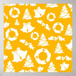 Affiche Motif de Noël jaune