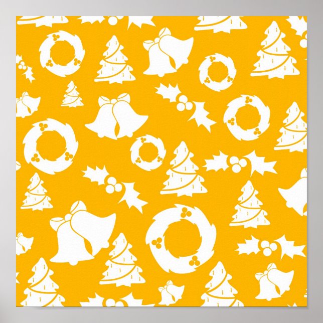 Affiche Motif de Noël jaune (Devant)