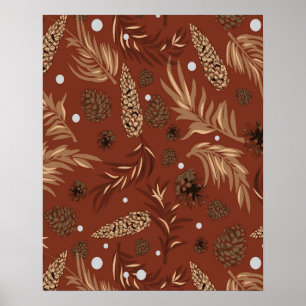 Affiche Motif de Noël, Neige de Pin 8