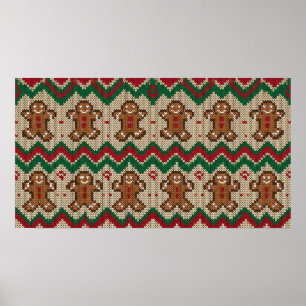 Affiche Motif de Noël pour bonhomme en pain d'épices à tri