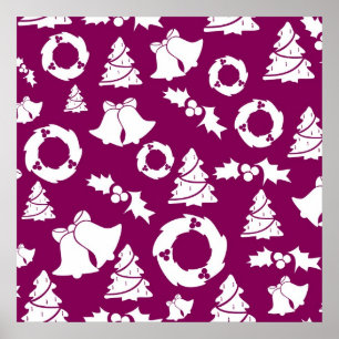 Affiche Motif de Noël pourpre