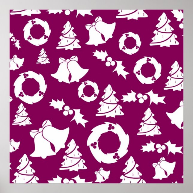 Affiche Motif de Noël pourpre (Devant)