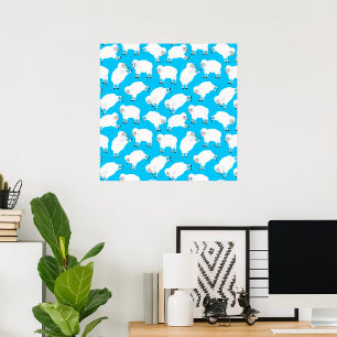 Affiche Motif de nurserie Moutons bleus à compter