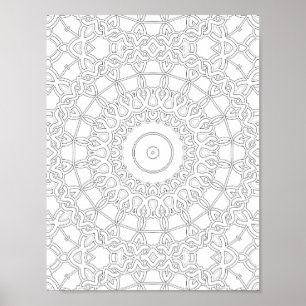 Affiche Motif de page de coloriage en travail de boucle en