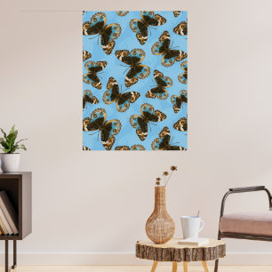 Affiche Motif de papillon de pensée bleu