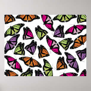 Affiche Motif de papillons colorés