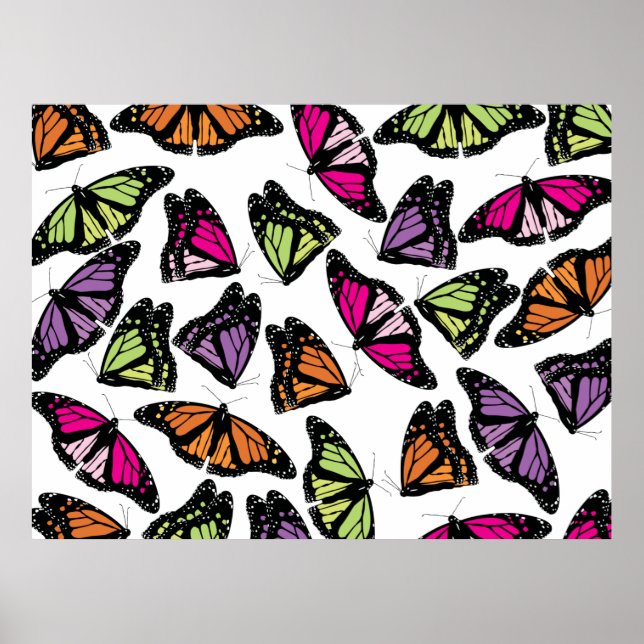 Affiche Motif de papillons colorés (Devant)