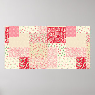 Affiche motif de patchwork abstrait dessiné à la main sans