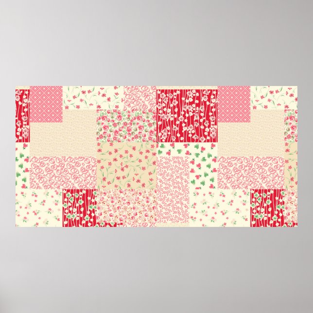Affiche motif de patchwork abstrait dessiné à la main sans (Devant)