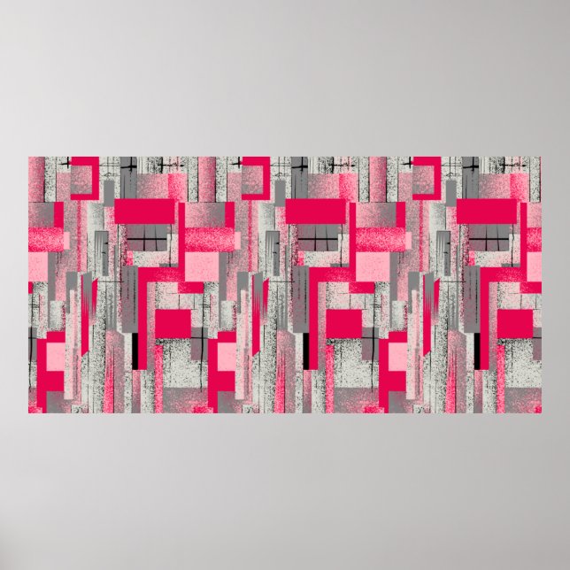 Affiche motif de patchwork numérique aquarelle transparent (Devant)