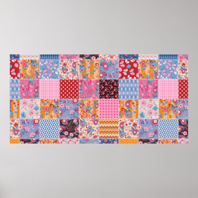 Affiche Motif de patchwork transparent (Devant)