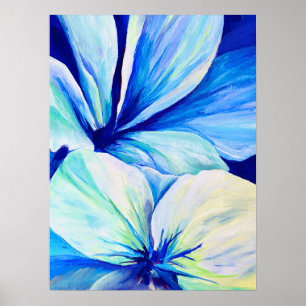 Affiche Motif de pétales de lis bleu persan aquarelle