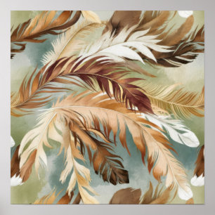 Affiche Motif de plume aquarelle