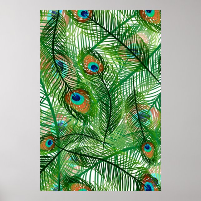 Affiche motif de plumes de paon (Devant)
