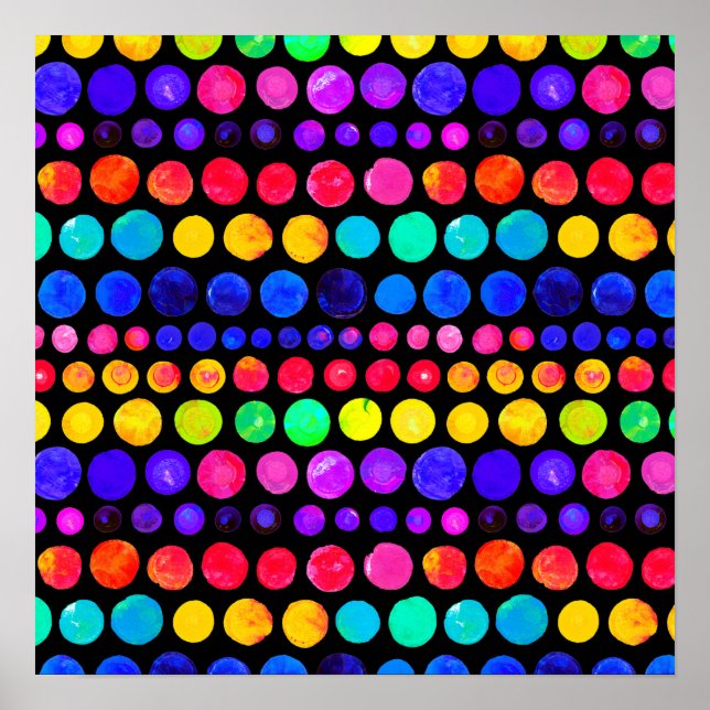Affiche Motif de points de peinture colorés (Devant)