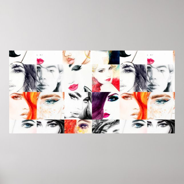 Affiche Motif de portrait féminin aquarelle (Devant)